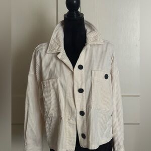 Ladies Zara Corduroy Jean Jacket Cream S  Lightweight Summer Cover Up